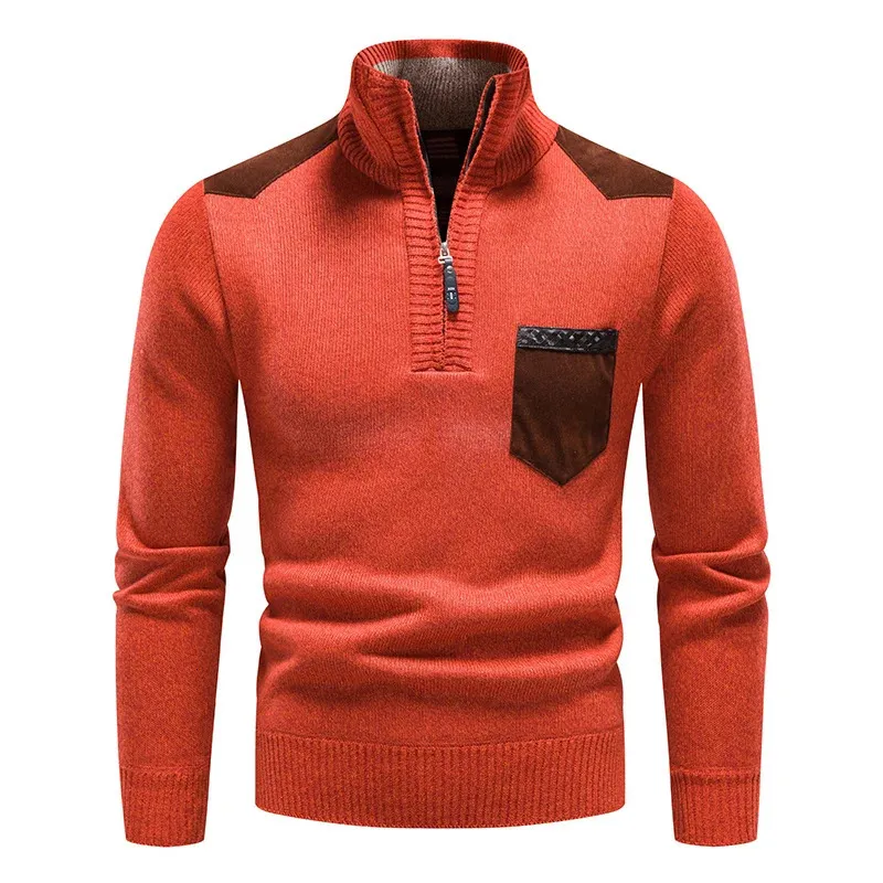 Pull en toison masculin de qualité supérieure à moitié zipper en jerseys automne-tortoir d'hiver