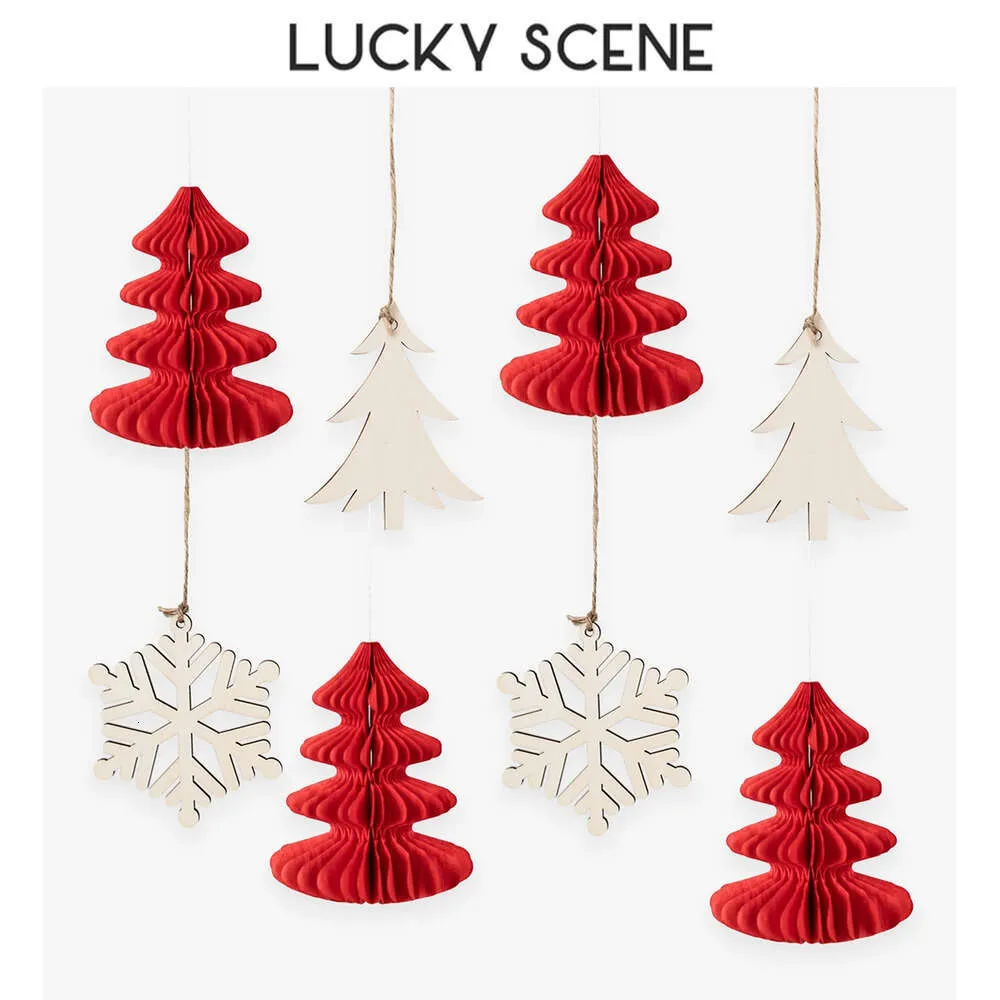 Nuovi striscioni Stelle filanti Coriandoli 8 decorazioni Albero di Natale nido pino ape pino mini ornamenti appendere palla di fiori S01785