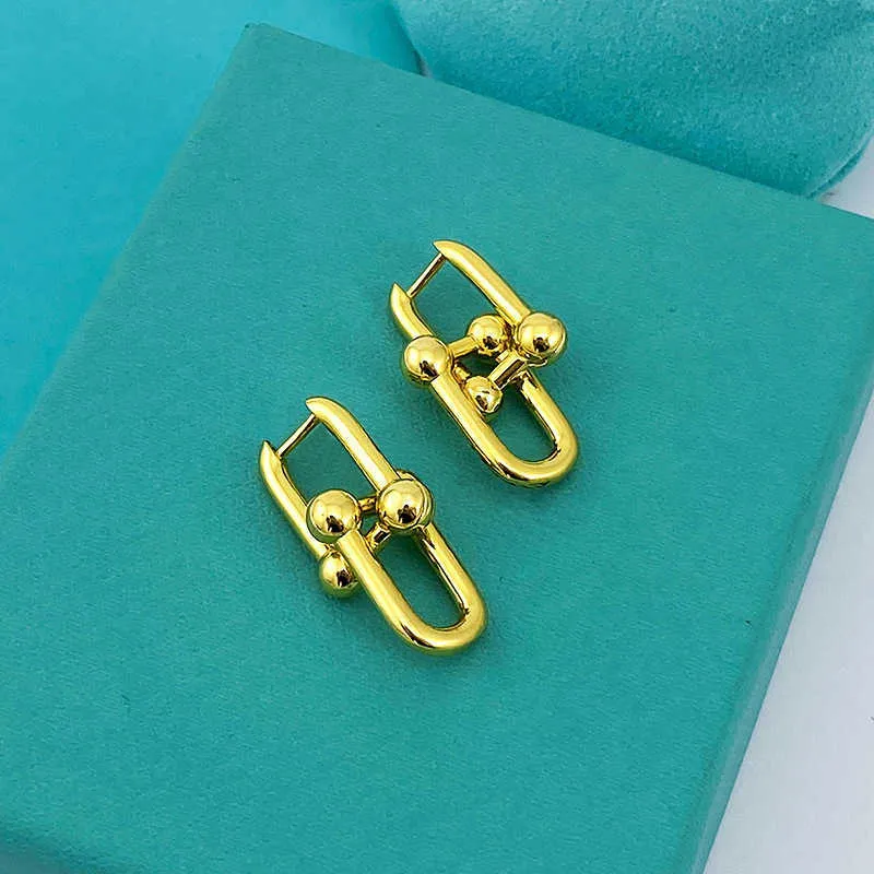 esthetische studs U oorbel luxe studs met steen 18k vergulde alfabet oorbellen voor feest luxe hoepels geometrie dames oorbel sieraden set cadeau