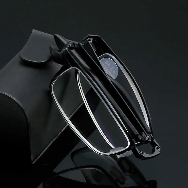 1005 New Portable Folding Reading Glasses Men's and Women's Full Frame Metal Near Use Blue Light Proof for the Elderly