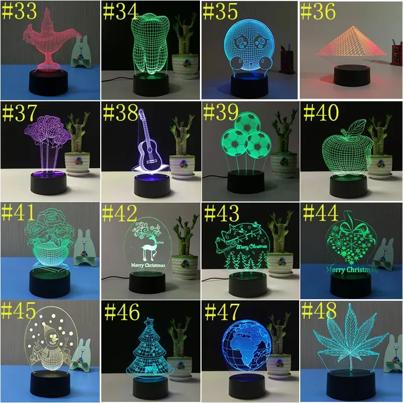 3D led lights Touch Switch Night Light Acrylic optical illusion lamp Atmosphere Novelty Lighting 48 Pattern Optional