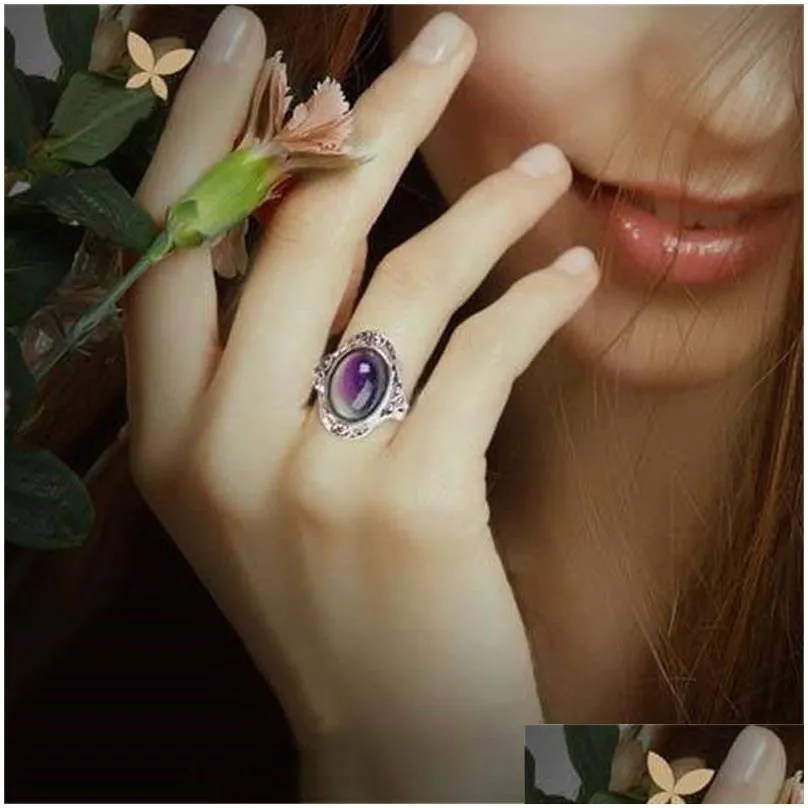 Band Rings Vintage Retro Color Change Mood Ring Oval Emotion Feeling Changeable Temperature Control Rin Wmtfzr Dhgarden 821 Q2 Drop D Dhqnx