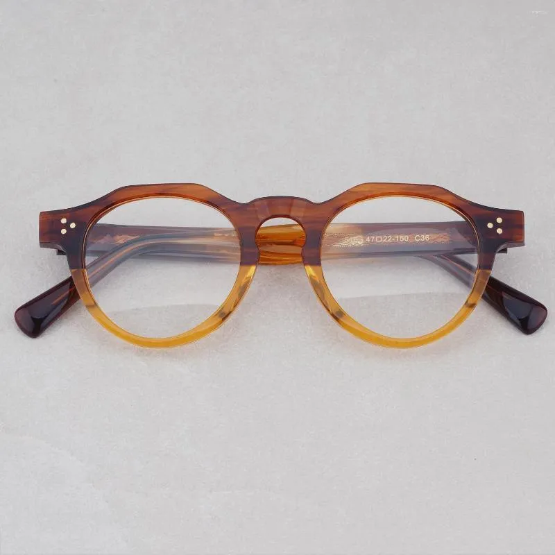 Lunettes de soleil Cadres Vintage Haute Qualité Solide Acétate Épais Lunettes Cadre Rétro Petit Rond Femmes Hommes Myopie Sphère Lecture Pour