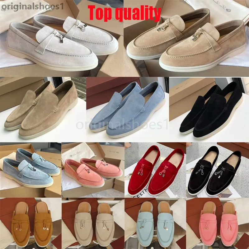 Chaussures décontractées mocassins plats bas en daim cuir de vache Oxfords mocassins été marche confort sans lacet mocassin semelle en caoutchouc appartements Loro Piano