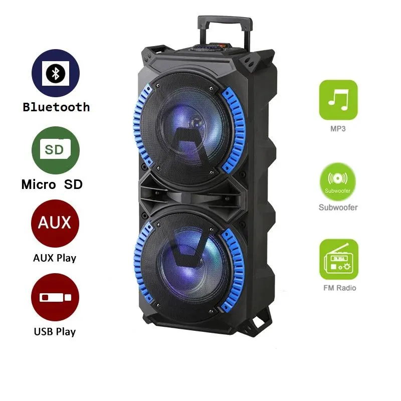 Speakers Wireless Portable Trolley Speaker System High Powered Bluetooth Compatible Indoor And Outdoor DJ Sound Stereo Loudspeaker w/USB