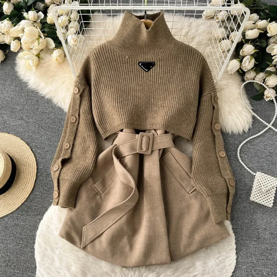 2024 Vintern Gentle Fashion Style Sticked Vest Designer Sweater Temperament Dress Set Kinas förstklassiga huvudmärke skapande