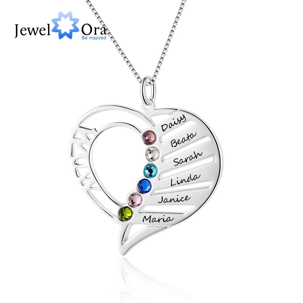 Mothers Day Gift Name Necklace Personalized Birthstone Engrave Name Necklaces Pendants Gift for Grandmother 240115