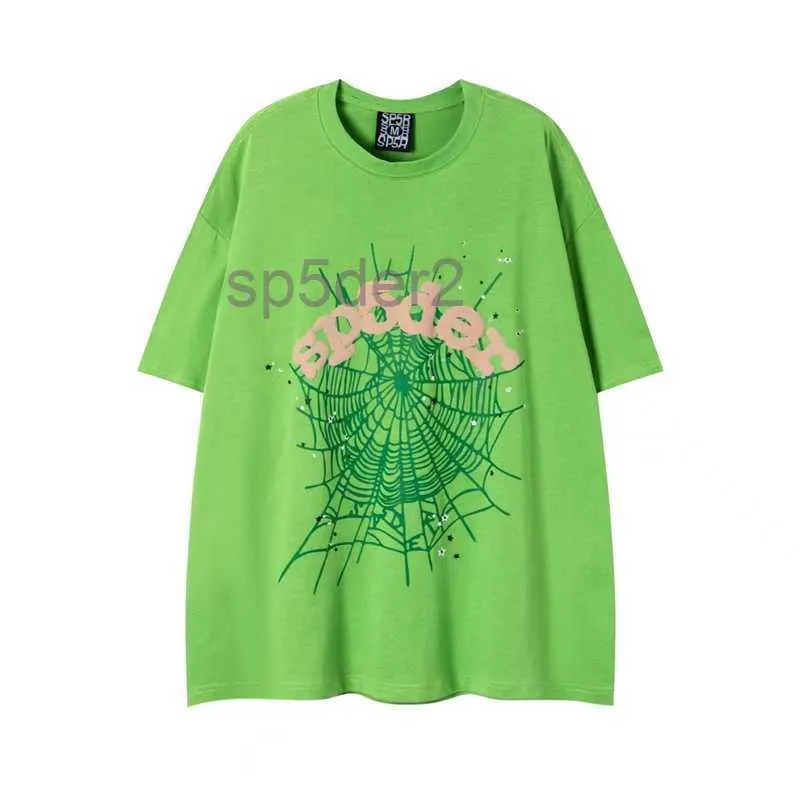 デザイナーメンズTシャツ女性Tシャツファッション55555スパイダーウェブフォームレタープリントハイストリートメンラウンドネックルースカジュアルティー汎用夏カップルトップ7フィート