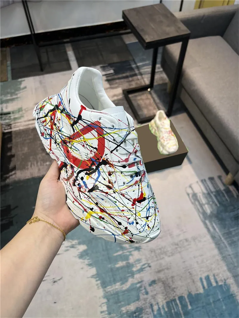 Luxur Designer Graffiti Mixed Media Daymaster Sneakers Shoes Best Quality Leather Trainers Sneaker With Box