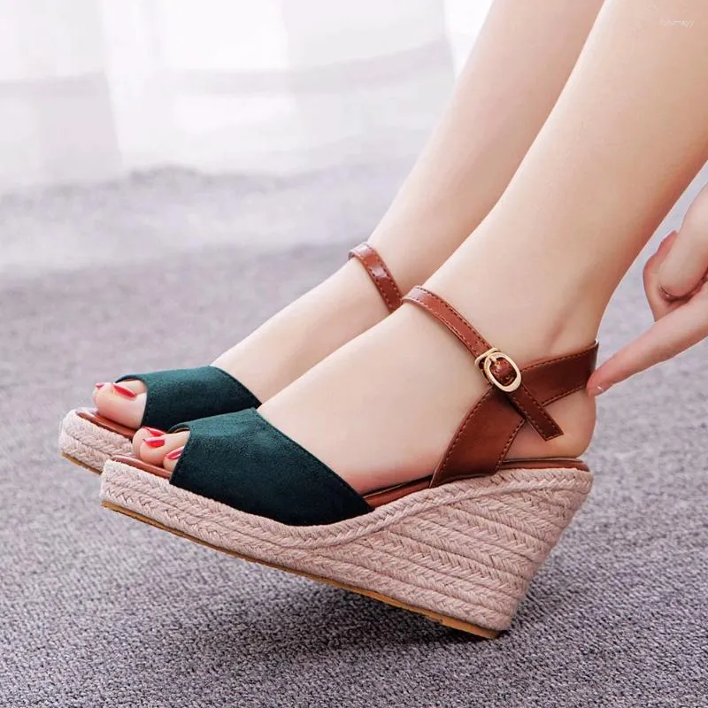 Sandals Size 33-41 Wedge Open Toe 9cm High Heel Women Summer Shoes