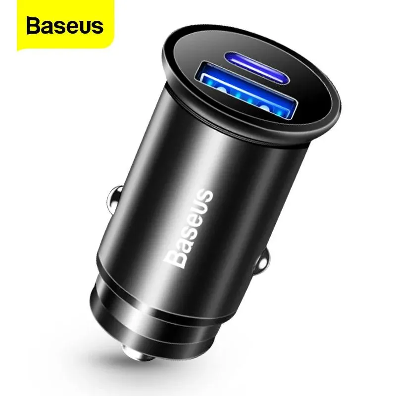 充電器baseus metal Quick Charge USB CAR CHARGER for iPhone xiaomi huawei qc4.0 qc3.0 vooc auto type c pd fast car携帯電話充電器