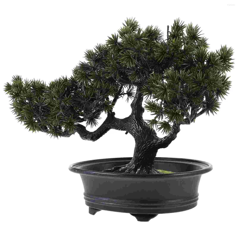 Dekorativa blommor simulerade bonsai falska planta mini gräs potten modell konstgjord kontor dekor träd tall plastskrivbord