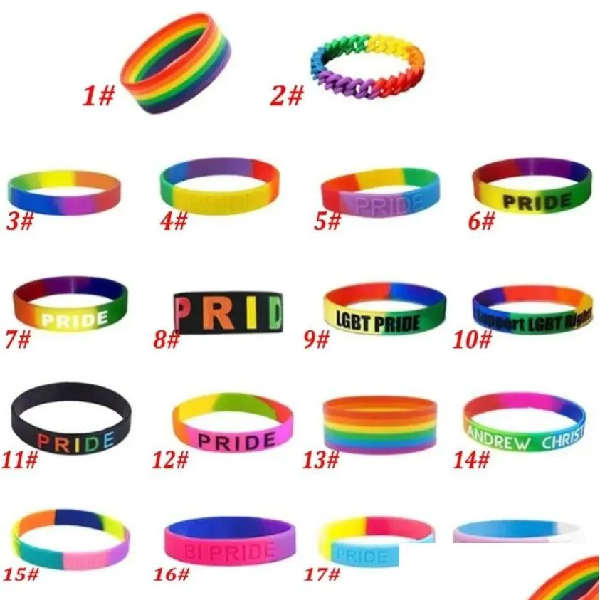 Outros suprimentos de festa festiva arco-íris lgbt orgulho pulseira lgbtq sile pulseiras de borracha acessórios presentes para gays lésbicas mulheres homens whol otu0l