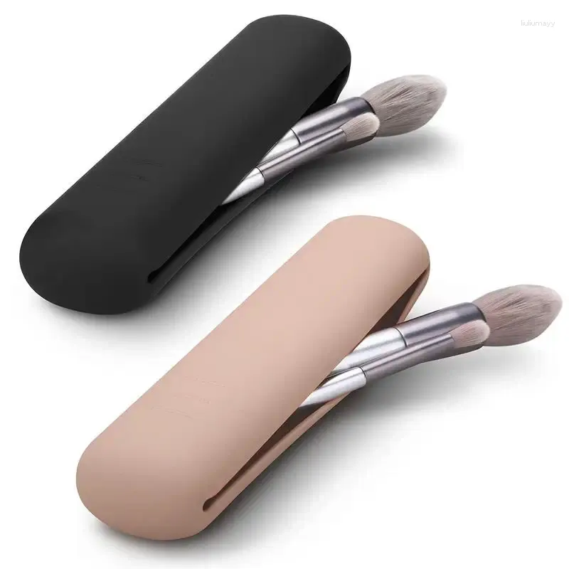 Förvaringslådor Silikon Makeup Brush Organizer Travel Holder Case Cosmetic Lightweight Pouch