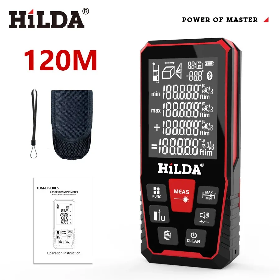 Hilda Laser RangeFinder Distance Meter Finder Building Measure Ruler Laser Tape Range Device Rulerfinder Bygg mått 240116