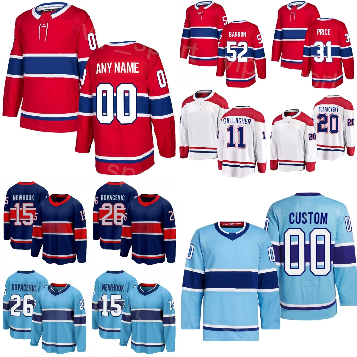 하키 26 Johnathan Kovacevic Jerseys 20 Juraj Slafkovsky 31 Carey Price 11 Brendan Gallagher 15 Alex Newhook 70 Tanner Pearson 52 Justin Barron 청소년 여성 남성