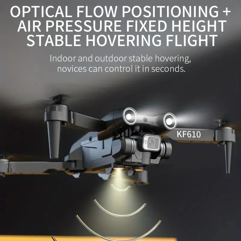 KF610 RC Drone HD Telecamera professionale Localizzazione del flusso ottico Evitamento degli ostacoli Traiettoria di rotolamento a 360 ° Volo Quadcopter Giocattolo per adulti