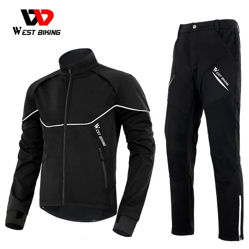 WEST BIKING – tenue de cyclisme d'hiver pour hommes, polaire chaude, veste vtt, vêtements de Sport réfléchissants, maillot, pantalon, équipement de Sport thermique, 240116