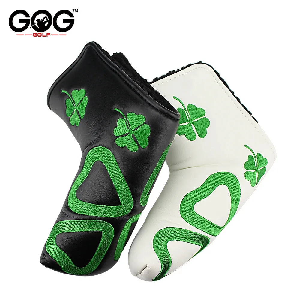 Golf Putter Cover Headcover Lucky Grass Pu för Blade Golf Putter High Quality White Black Club 2 Colors 240116