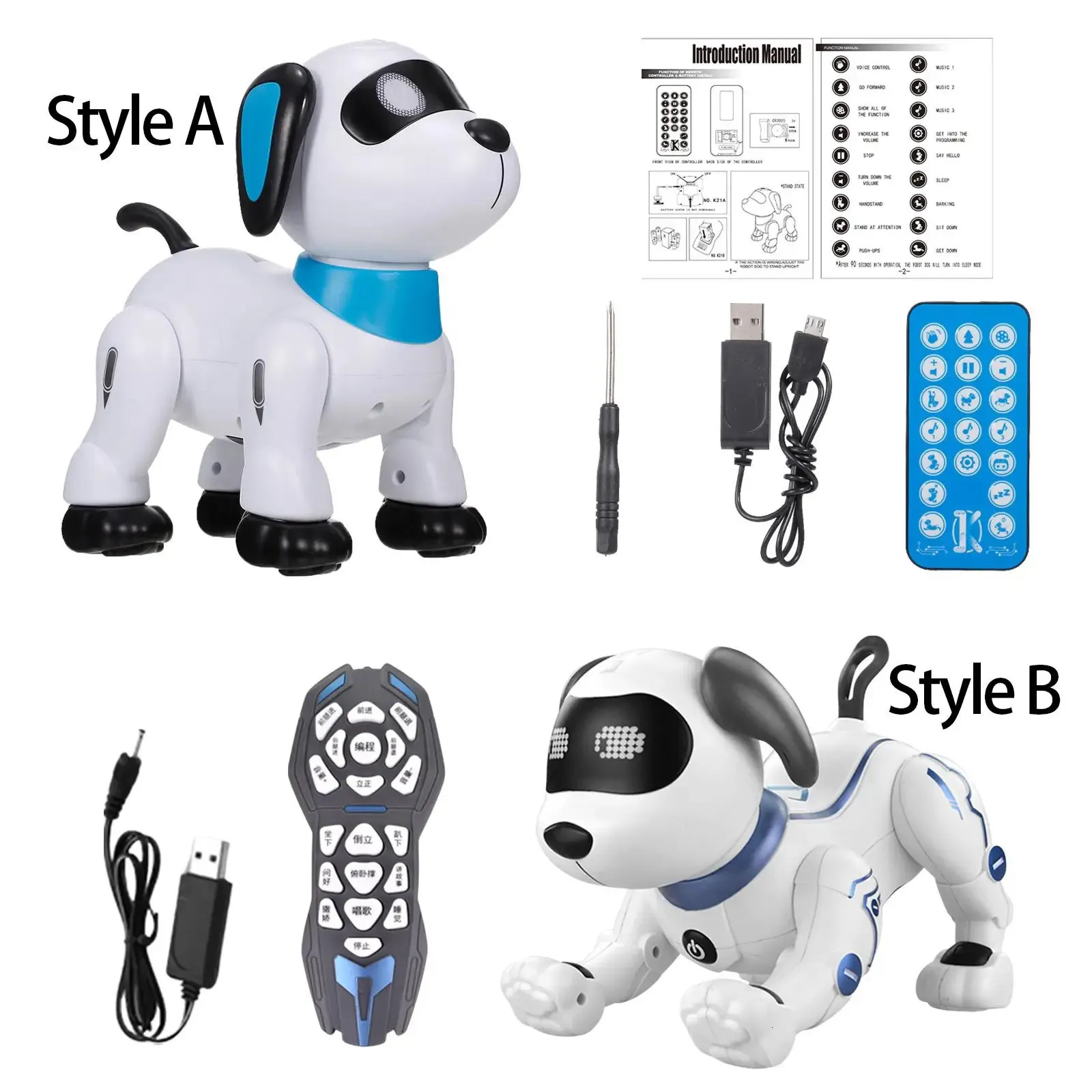 Robot Chiot Programmable Danse RC Animal Chien Jouet avec Lumière et Son Robotique Animaux Animal Chien Jouet pour Enfants Garçons Cadeaux 240116