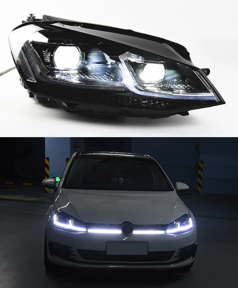 Auto Richtingaanwijzer Koplamp voor VW Golf 7 LED Head Light 2013-2017 MK7 Dagrijverlichting Grootlicht lamp Lens