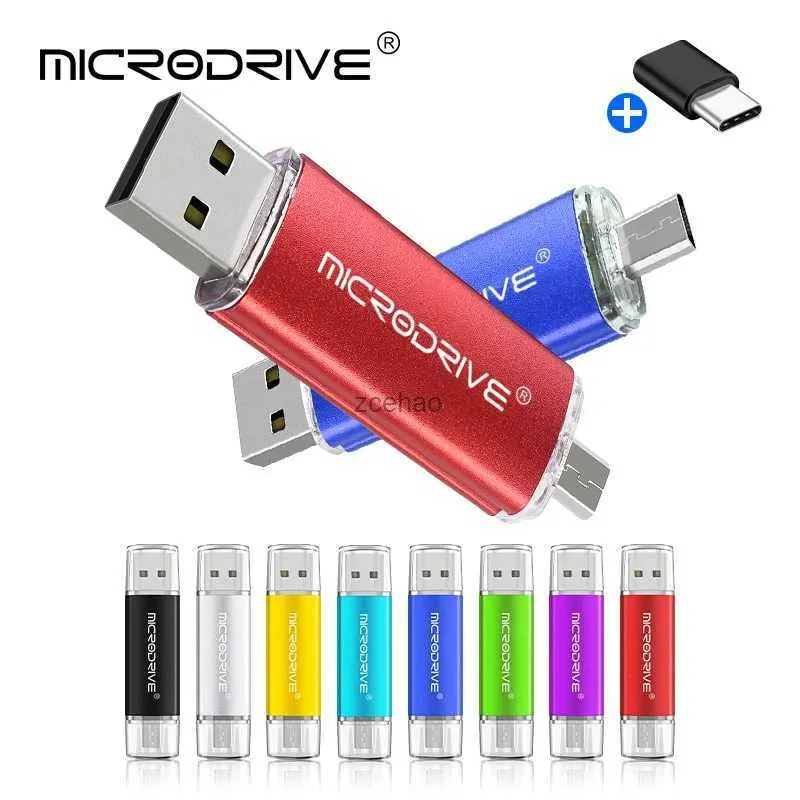 USB Flash Drives OTG Pendrive 2 in 1 USB 2.0 Flash Drive 128gb 64gb cle usb memoria usb metal stick 32gb Micro usb 8gb Pen Drive for Android