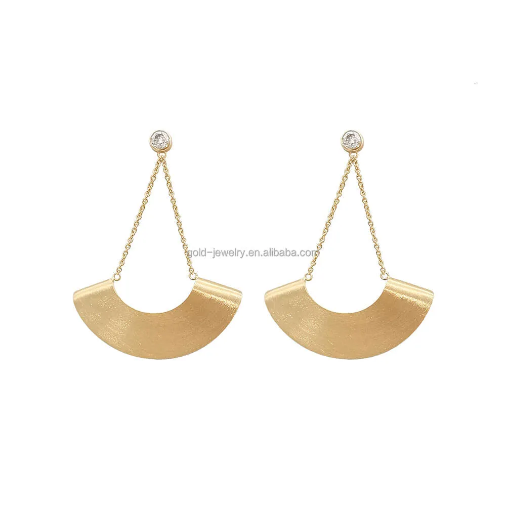 Au585 gros bijoux 14K solide boucle d'oreille femmes cadeau boucles d'oreilles en or jaune mode