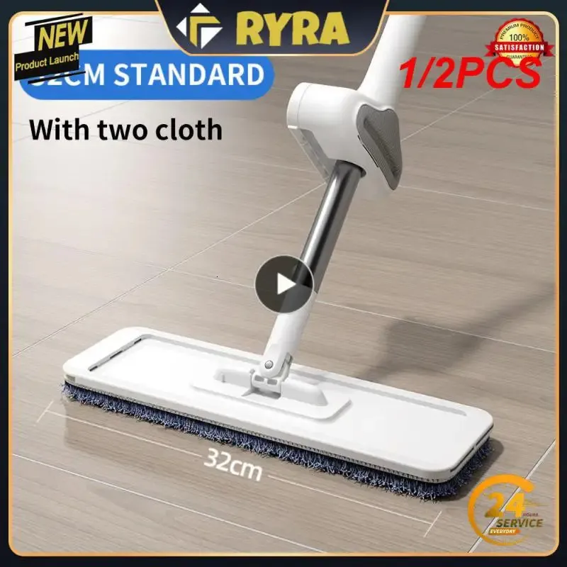 12st Squeeze Mop Flat Hands Free Washing Lazy Mops for House Floor Cleaning Hushållsverktyg med ersatta kuddar Y240116