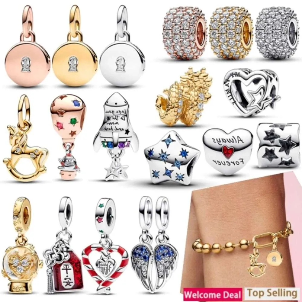 2024 neue Silber Überzug Jahr Sammlung Beliebte Liebe Herz Ballon Perlen Für Original Frauen Armband DIY Charme Schmuck