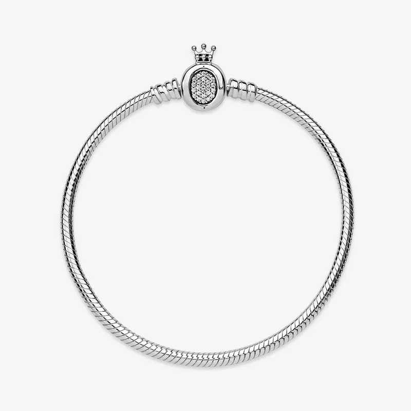 Pandoraer Charm Bracelets Crown O Clasp Snake Chain Bracelet for 925 Sterling Silver Hand chain Wedding Jewelry For Women Charm Diamond Bracelets Original Box