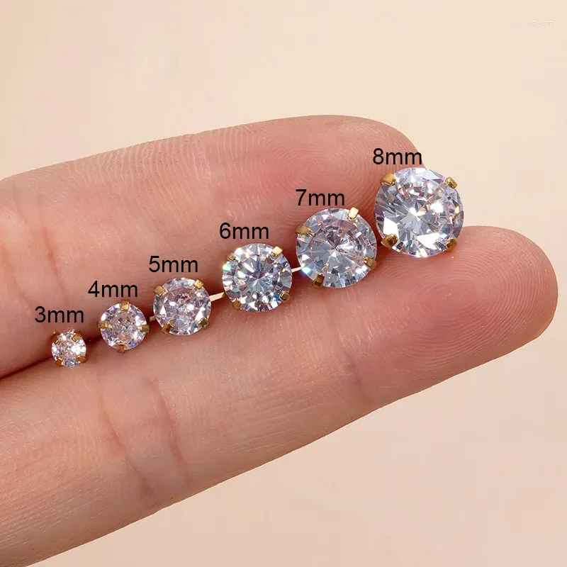 Stud Earrings 1Piece Stainless Steel Zircon For Women Push-back Earplugs Ear Bone Cartilage Single Gift Teens