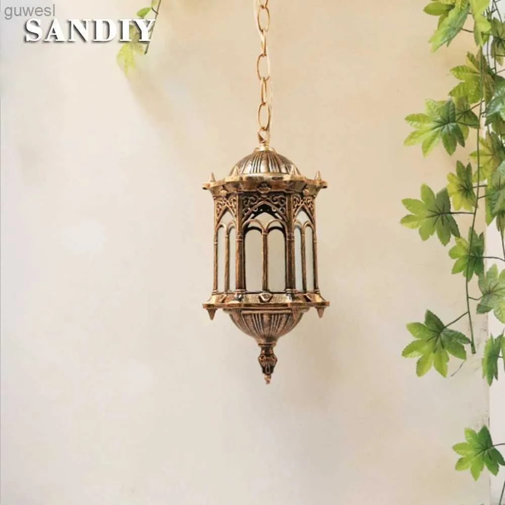 Lawn Lamps Sandiy Outdoor Pendant Lamp Retro Hang Light Vintage Garden Luminaria For Balcony Hotel Restaurant Porch Exterior Yard Lighting YQ240116