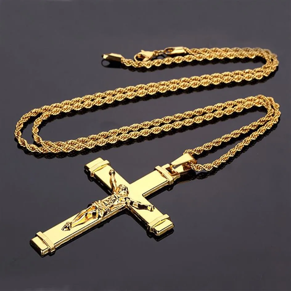 Popolare ornamento Hip Hop Collana con ciondolo croce di Gesù Collana Hip Hop Rapper Rocker Party Accessori necessari 3 stili2690