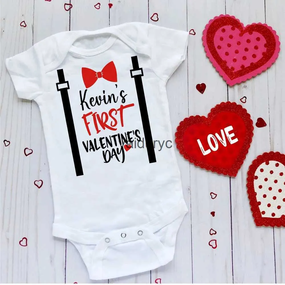 Rompers Personlize Baby Valentine Bodysuits Baby First Valentine's Day Outfits Clothes Custom Name Boys Jumpsuit Holiday Newborn Rompers H240508