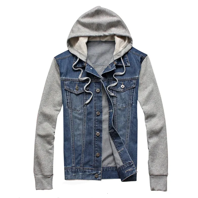 Men Hooded Denim Jacket Mens Casual Jean Jackets Streetwear Cowboy jacket Male Hat Detachable Coat 4XL 5XL 240115