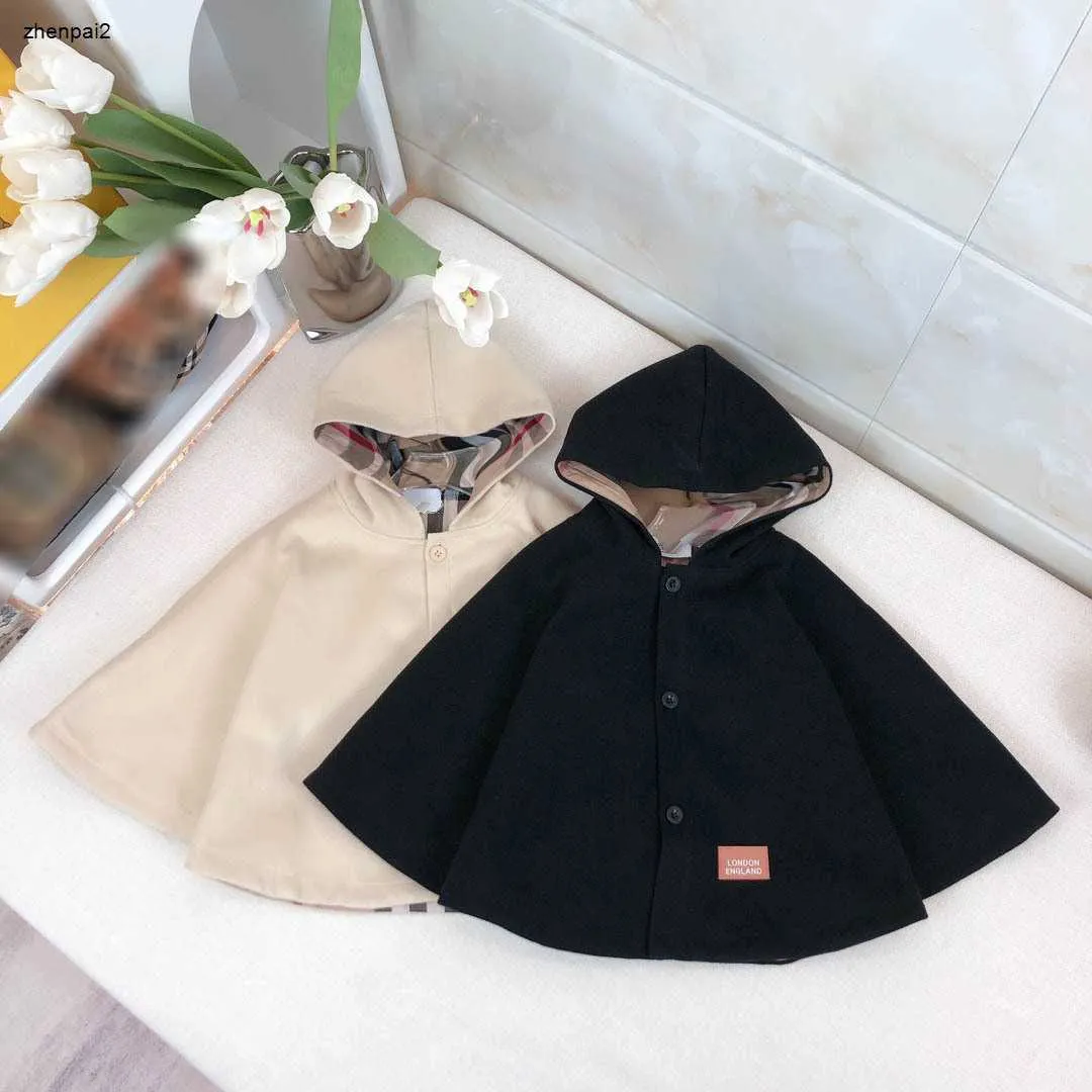 Poncho per ragazze di lusso abiti firmati per bambini di alta qualità Taglia 73-120 bambino Autunno Mantella di lana con cappuccio Giacca per bambini Jan10