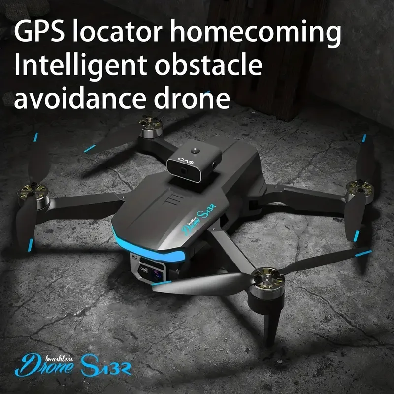 S132 Drone With Dual HD Camera, GPS, One-Key Return, Optical Flow Altitude Hold, Stable Flight, And Brushless Motor,Stable Flight