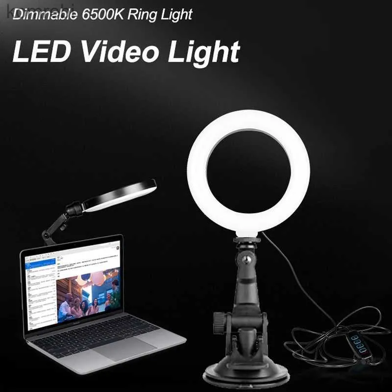 Selfie Lights 16cm Led Selfie Light Ring Light with Tripod Suction Cup Portable USB Plug for Computer Laptop Video Conference Lighting MakeupL240116