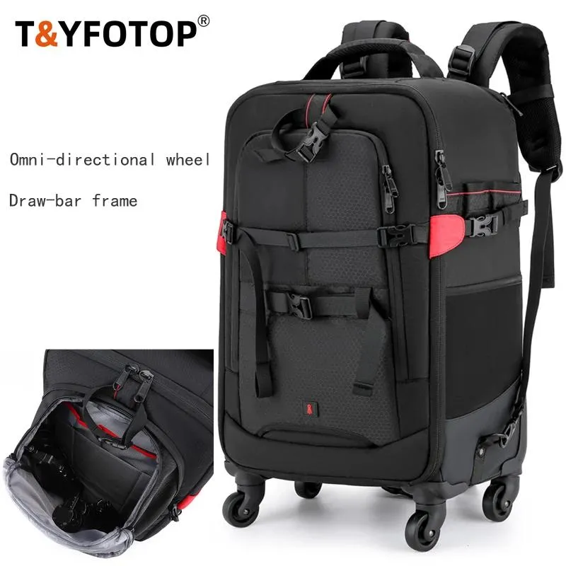 Tyfot Trolley Camera Bag Étanche Professionnel DSLR Appareil Photo Valise Sac Vidéo Photo Appareil Photo Numérique Chariot Sac À Dos sur Roues