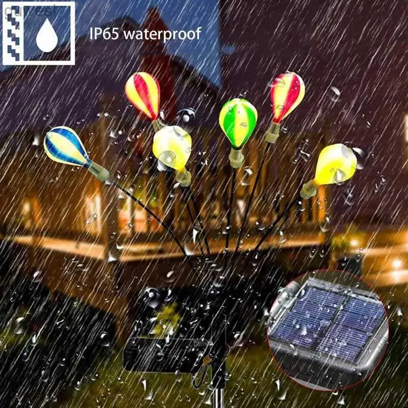 Gräsmattor Solar Hot Air Balloon Lights 2st Waterproof LED Firefly Ground Plug in Lamp IP65 Courtyard Garden Lamp Camping Lawn Lighting YQ240116