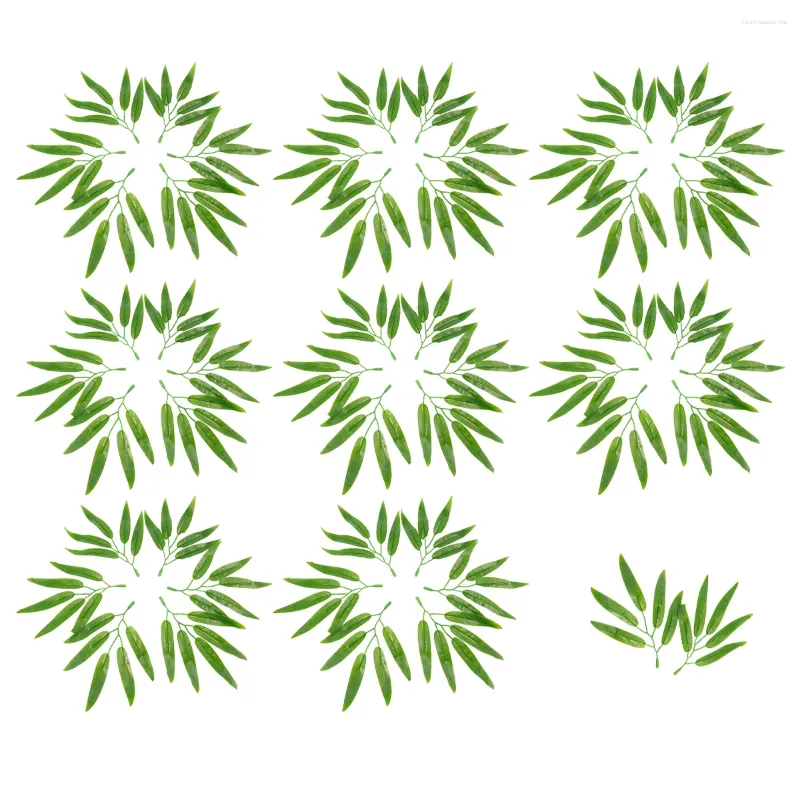 Fleurs décoratives 50pcs feuilles bricolage artisanat simulé les branches vertes Greedery STEM pour le bureau à domicile Restaurant Light Bamboo
