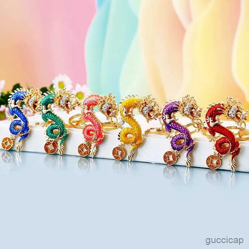 Kleryki Smycze chińskie zodiak smok wisiorek brelok kreatywny totem kluczowe łańcuchy kluczowe pierścień akcesoria kobiety