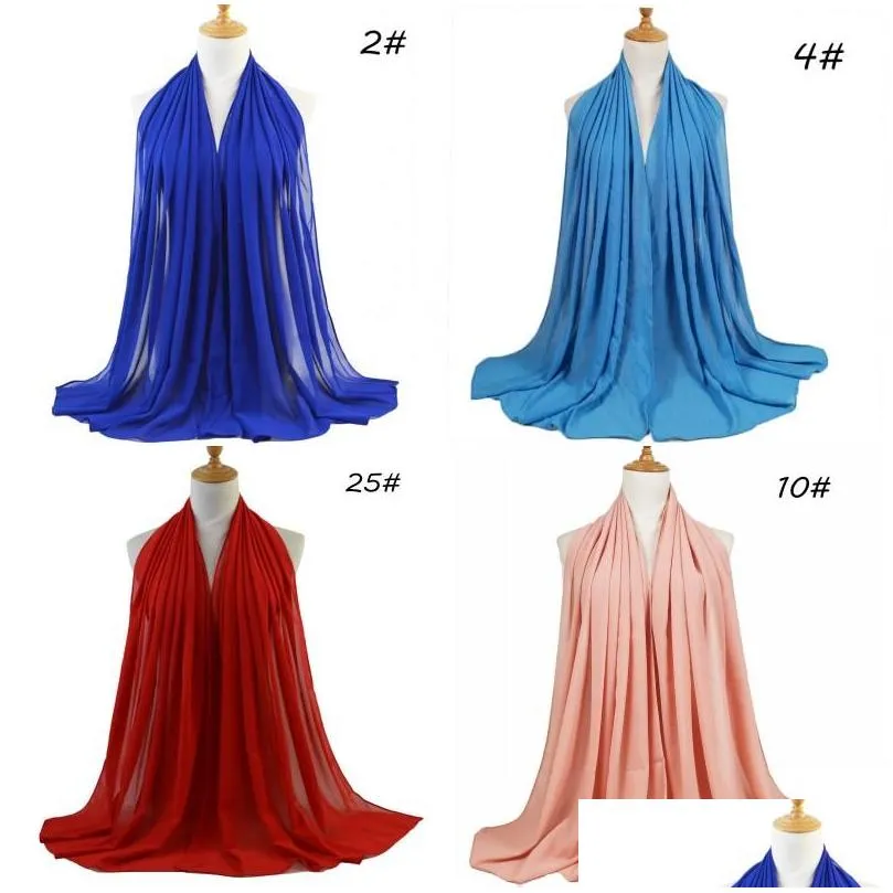 Schals Reine Farbe Blase Chiffon Schal Frauen Muslimischen Tücher Stirnband Dame Mode Mticolor Schals 5 5Kc J2 Drop Lieferung Mode Acces Dh2Xo