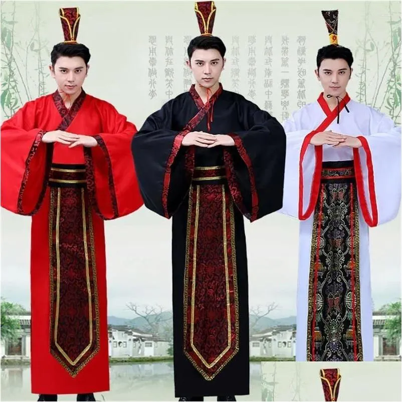 Bühnenkleidung Männer Hanfu Adt Traditionelle chinesische Kleidung Volkstanz Altes Kostüm Leistung Sänger Tang-Anzug Festival Outfit Drop de Otf72