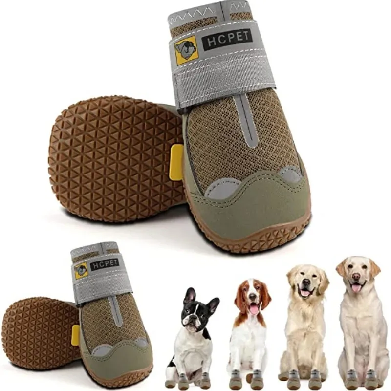 Zapatos para perros 4 piezas Set zapatos para perros grandes transpirables profesionales al aire libre antideslizantes duraderos zapatos para mascotas para senderismo suela de goma 240115