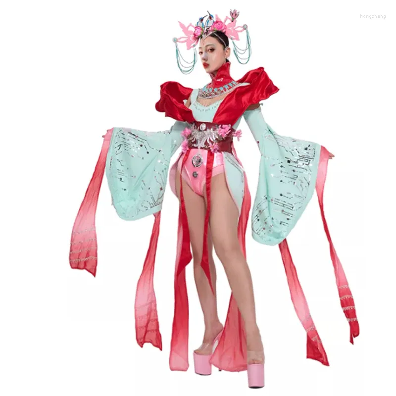 Palco desgaste tecnologia sentido estilo chinês dança traje adulto mulheres gogo dança roupas clubwear festival carnaval outfit vdb7846