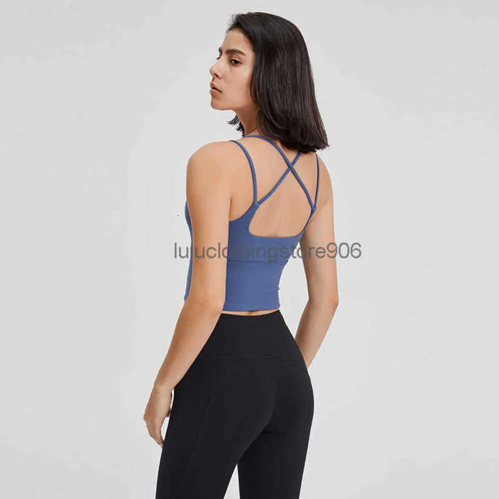 Yoga-outfits LU-30 Fitness hardloopbeha Sportondergoed Dames Hoge intensiteit vest Schokbestendig Verzamelen Sportkleding Kruisvormige tanktops met vulling