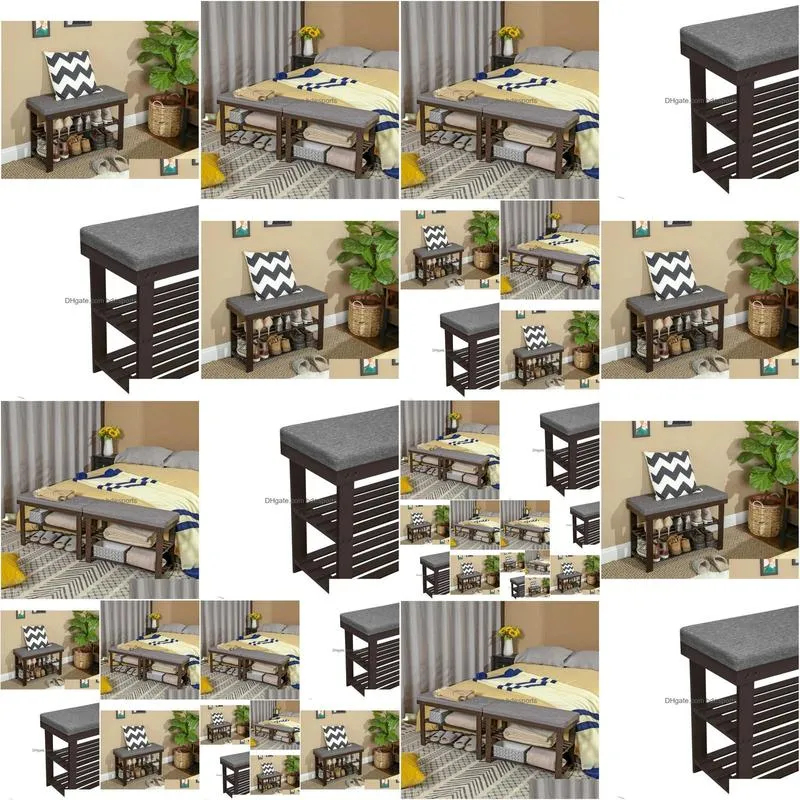 Living Room Furniture Shoe Standing Rack With Bench Entryway Sitting Storage 2 Tier Organizing Drop Delivery Home Garden Furniture Hom Dha4L