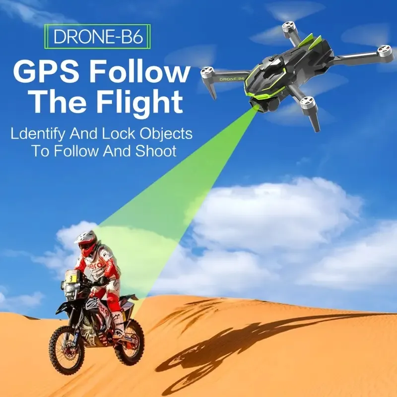 Hot SaleB6 Drone dobrável sem escova 2.4g com lente dupla wifi fotógrafo aéreo profissional pequeno com leme Gimbal Aumento EIS Anti-shake eletrônico