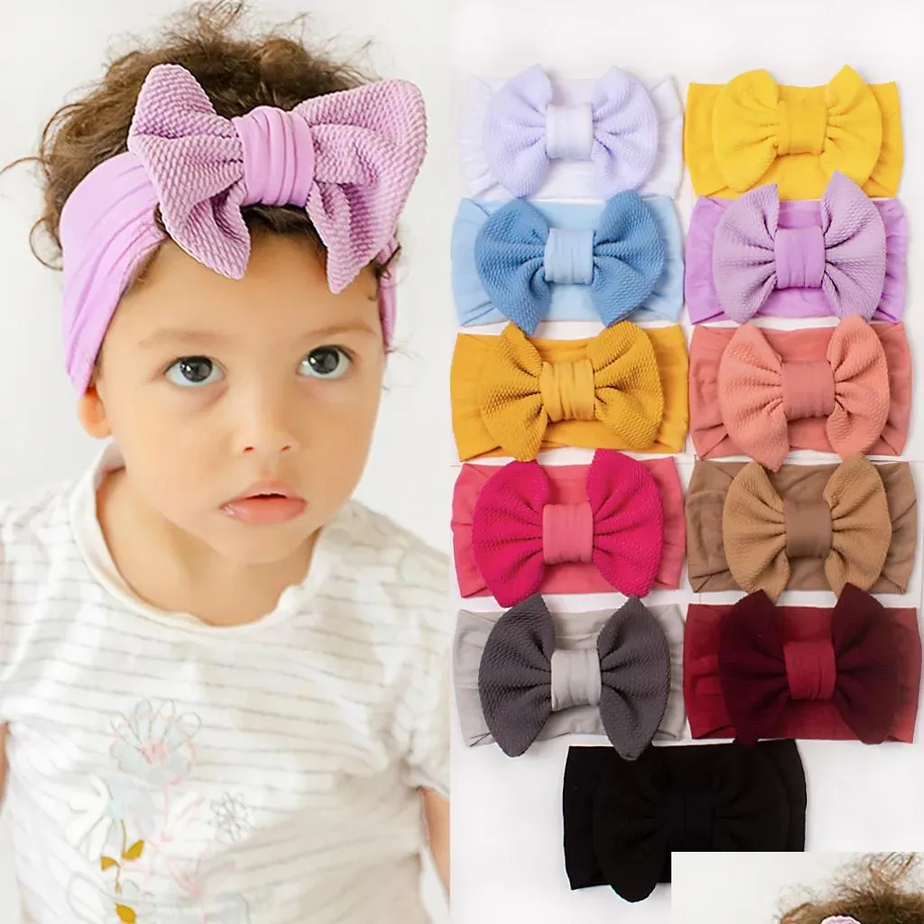 Headband Candy Color Hair Band Baby Headwear Thread Headdress Childrens Nylon Bow Wide Drop Delivery Products Accessories Tools Otj9T